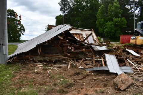 The remains of Mud Creek Grocery were seen Wednesday near the intersection with Duncan Bridge Road. The building was rotting and falling apart, and the decision was made to tear it down. MATTHEW OSBORNE/Staff