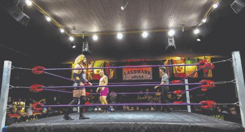 Matt Sells takes on Mr. Delicious in a match at the Landmark Arena in Cornelia during its fabled pro wrestling history.
