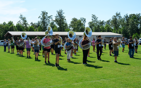 The Habersham Central Band of Blue practices their march during the bye week for their halftime show in the Stephens County matchup. ZACH TAYLOR/Special