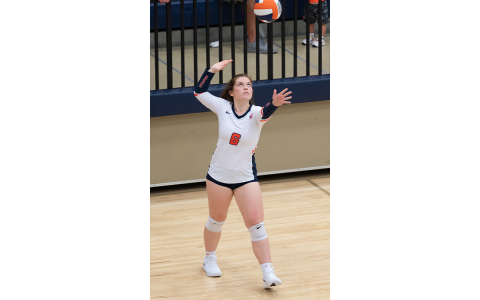 Habersham Central’s Brooke Blackburn serves a ball during a game last season. FILE