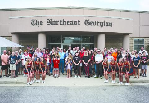 Shown is a picture of guests of The Northeast Georgian for a Habersham County Chamber of Commerce Business After Hours event on Monday, Aug. 28. The theme was tailgating and  everyone came in their best and brightest weekend gear, mostly in red to support the two-time defending national champion Georgia Bulldogs. ZACH TAYLOR/Special