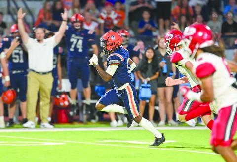 Habersham Central’s Somdee Satiphone Jr. takes a kick return to the house on Friday night against Stephens County. TOM ASKEW/Special