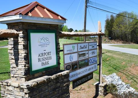 The Airport Business Park sign in Baldwin, Georgia. MATTHEW OSBORNE/Staff