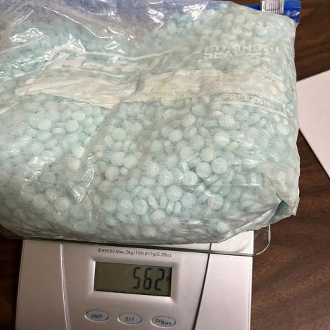 More than 500 grams worth of fentanyl pills were seized in a multi-agency investigation. Photo curtesy of Hall County Sheriff’s Office