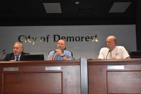 Demorest City Council candidates (from left) Jim Welborn, Donnie Bennett and Jimmy L. Davis held a forum Tuesday night for voters. MATTHEW OSBORNE/Staff
