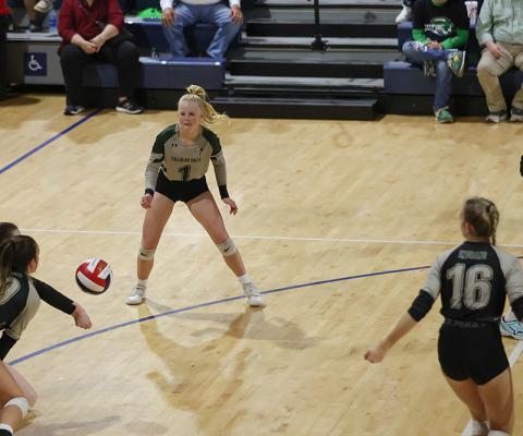Tallulah Falls libero Kate Gary looks for her chance to make a play during an earlier home match. AUSTIN POFFENBERGER/Special