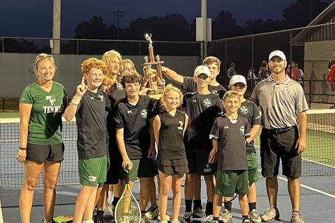 Tallulah Falls’ middle school tennis team celebrated a championship Wednesday. TFS ATHLETICS/Submitted