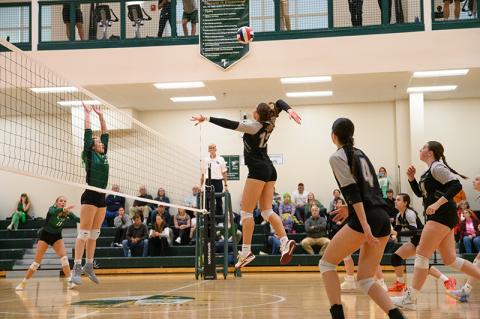 Katarina Foskey led the Lady Indians in kills, having 21 during Wednesday night’s match against Aquinas High School. ZACH TAYLOR/Special
