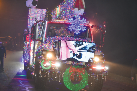 Habersham EMC's float was well lit at last year's parade in Baldwin.