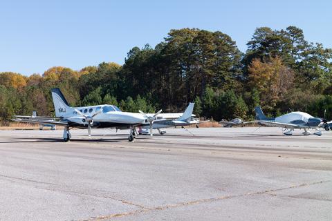 A potential plan to get the T-hangar project back up again could push the number of planes at the Habersham County Airport over 100 in the coming years. ZACH TAYLOR/Special