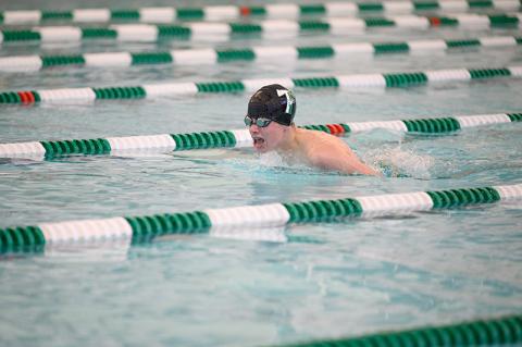 Caden Polley helps put TFS in 1st place with a 32.37 breaststroke time in the 200-yard Medley Relay. ZACH TAYLOR/Special