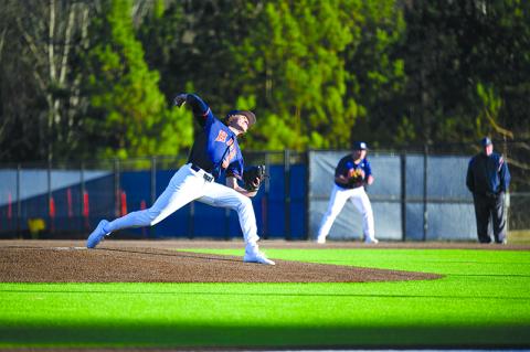 Habersham Central’s Konner Burrell fires to the plate during a game last season. Burrell is a dual-threat who can hit as well as he deals from the mound. FILE