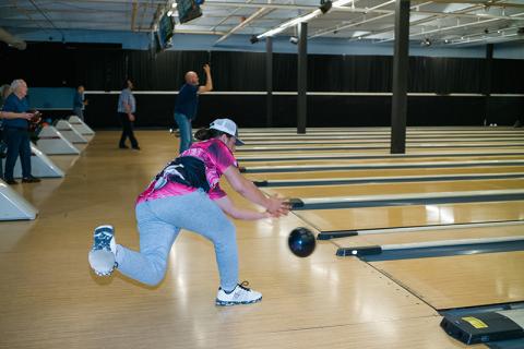 Seth Dover launches his bowling ball down the lane during league night in Clarkesville. ZACH TAYLOR/Special