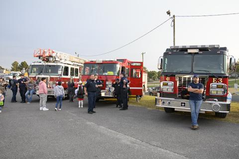 Fire trucks from municipalities in Habersham County sit at the Habersham E-911 event in October. ZACH TAYLOR/Special