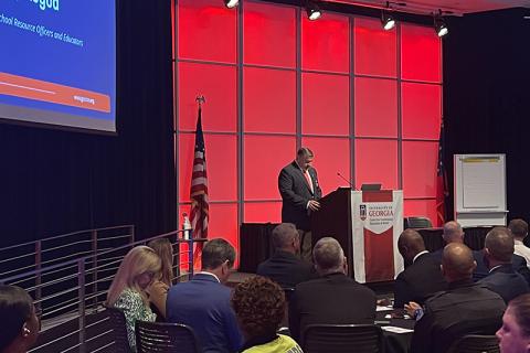 Habersham County Schools Safety Director Murray Kogod speaks at the GASROE  convention at the University of Georgia. SUBMITTED