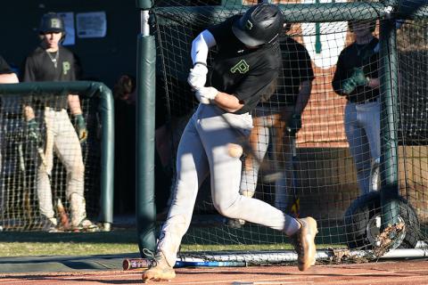 Piedmont freshman infielder Kaden Stephenson gets some work in at batting practice last week. LANG STOREY/Staff