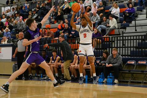 Habersham Central’s Justus Gober fires from deep earlier this season against North Forsyth. ZACH TAYLOR/Special