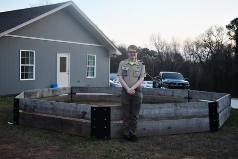 Jaren Campbell built a GaGa ball pit at Baldwin Baptist Church for his Eagle Scout project in November 2023. JULIANNE AKERS/Staff