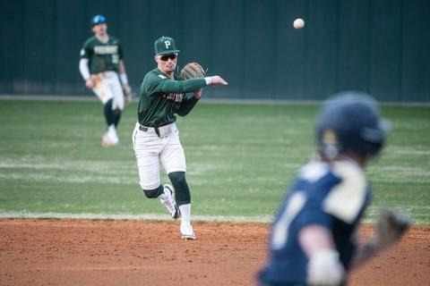 Piedmont second baseman Kolton Hicks throws the runner out at first. ZACH TAYLOR/Special