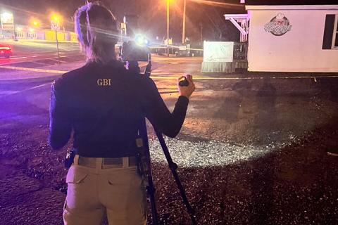 An agent surveys the scene Sunday night near Habersham Mills Road in Clarkesville. GBI/Submitted