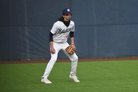 Habersham Central’s Kreed Barrett sets himself in left field preparing for the next pitch. LANG STOREY/Staff