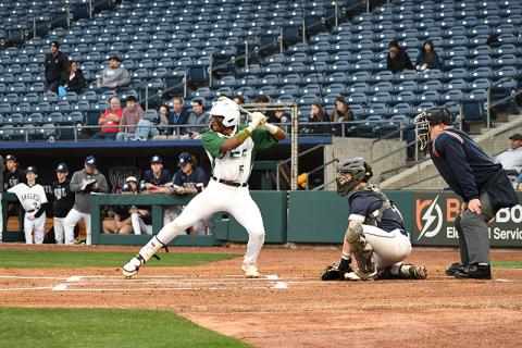 Tallulah Falls’ Danny Vigille-Grant awaits the pitch during Wednesday’s game at the home of the Triple-A Gwinnett Stripers. LANG STOREY/Staff