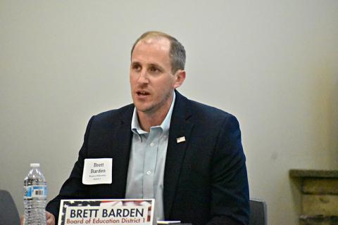 Brett Barden speaks at the Farm Bureau political forum.