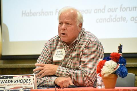 Wade Rhodes speaks during the Farm Bureau political forum.