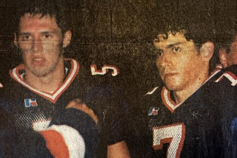Habersham Central’s Chet Sanders (right) and teammate Heath Barrett gather after the last home game of the 2002 season. FILE