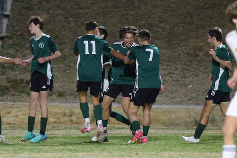 Tallulah Falls’ Kale Borchers celebrates a goal during a match earlier this season. The Indians are back-to-back region champions and will be hunting for more honors in the state playoffs. AUSTIN POFFENBERGER/Special
