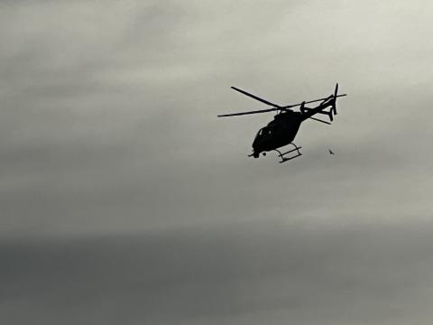 A helicopter assists with the search for three fugitives in Clarkesville. ZACH TAYLOR/Special