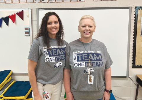 Susan Goss, left, and Yvonne Hefner, right are sisters who both teach special education at Baldwin Elementary School.