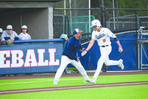 Habersham Central’s Konner Burrell gets congratulated by Coach Chris Akridge after a home run earlier this season. ZACH TAYLOR/Special