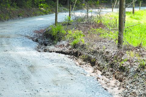 Erosion is taking a toll on the Ivy Mountain Connector Road north of Clarkesville. Residents came to Monday’s Board of Commissioners with different views on how to address the problem. ZACH TAYLOR/Special