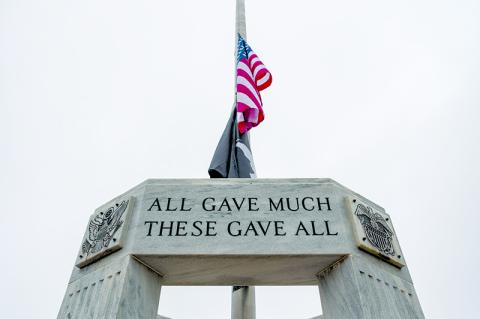 American and Prisoner of War/KIA Flags fly at half-staff at the KIA Memorial in Clarkesville in honor of those who gave all. ZACH TAYLOR/Special