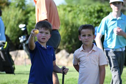 Westynn Tyre (left) and Eli Westmorland showed off inquisitive minds at Raider Golf Camp this week. LANG STOREY/Staff