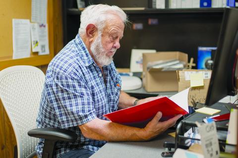 VFW Post 7720  Commander Barry Church sits at his desk to review VFW files. ZACH TAYLOR/Special