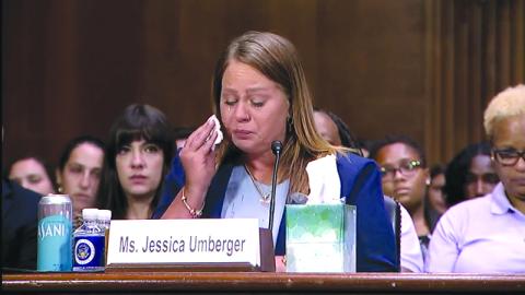 Jessica Umberger talked Wednesday to the U.S. Senate about mistreatment after giving birth to a baby in prison. YOUTUBE