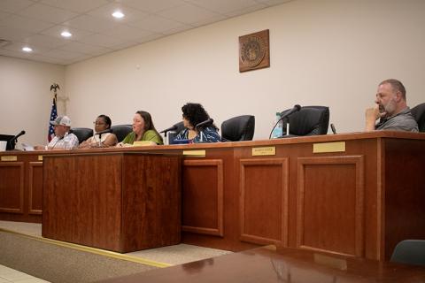 Baldwin City Council approved a county road study at its regularly scheduled council meeting Monday night. Pictured from left are Councilman Erik Keith, Councilwoman Kerri Davis, Councilwoman Alice Venter, Mayor Stephanie Almagno and Councilman Maarten Venter. JULIANNE AKERS/Staff 