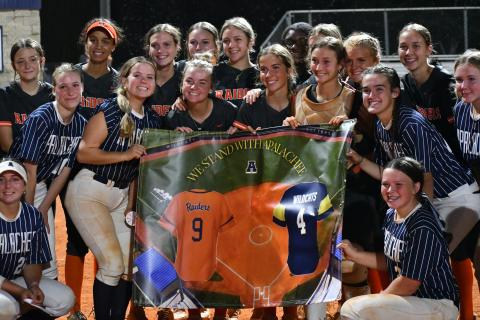 The Lady Raiders presented Apalachee with a banner after the game Thursday night. LANG STOREY/Staff