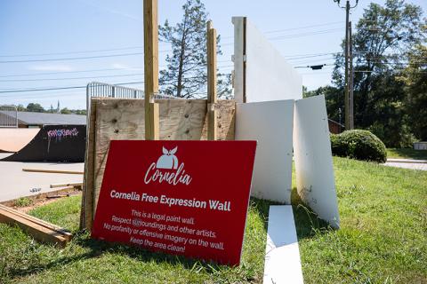 The Cornelia Free Expression Wall was in place for nearly two months and has been torn down due to vulgar language and inappropriate spray paintings. ZACH TAYLOR/Staff