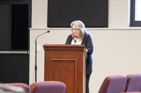 Marie Evans speaks on the increase in property taxes and how it affects Demorest residents. ZACH TAYLOR/Staff