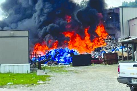 Metro Site recycling center burned to the ground in July 2023 following SK Battery’s illegal shipment of lithium-ion batteries. Photo courtesy of McDonald & Cody