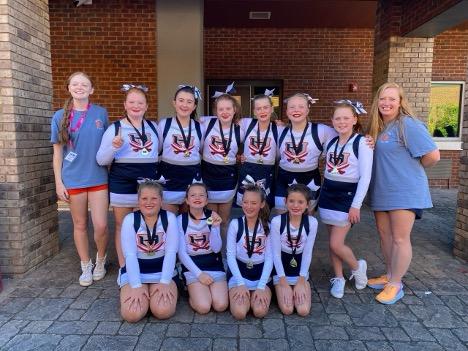 Habersham’s 11U cheer squad: Back Row (left to right): Coach Elloree Chambers, Skyler, Breylyn, Reese, Albany, Makenna, Hollen, Coach Christie McDowell Front Row (left to right): Adelyn, Jonie, Mollie, Gionna (Not pictured- Coach Neile Chambers)