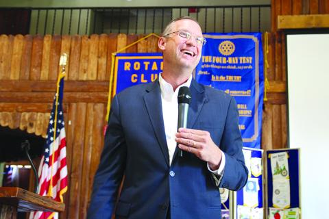 Doug Collins speaks at a Rotary Club of Habersham County meeting in 2019. FILE PHOTO