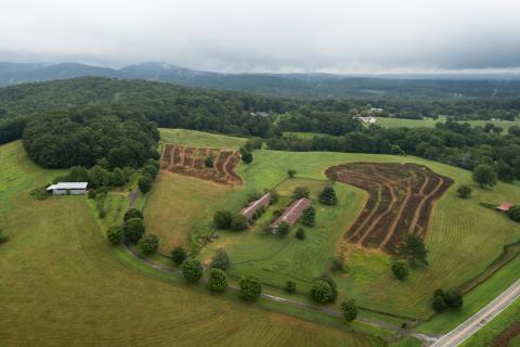An aerial view of a farm off of New Liberty Road in Clarkesville. ZACH TAYLOR/Staff