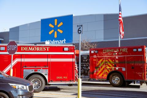 Demorest responds to a mutual aid call at Walmart in Cornelia alongside the Cornelia Fire Department and Habersham County Fire. ZACH TAYLOR/Staff