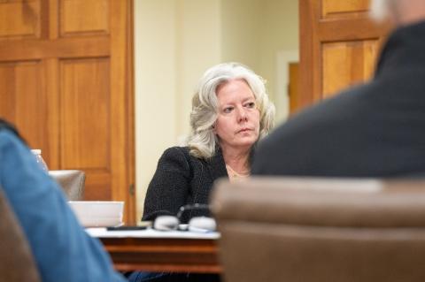 Clarkesville Councilwoman Angelia Kiker vies for a letter of intent to be sent to the county for purchasing the courthouse property. ZACH TAYLOR/Staff