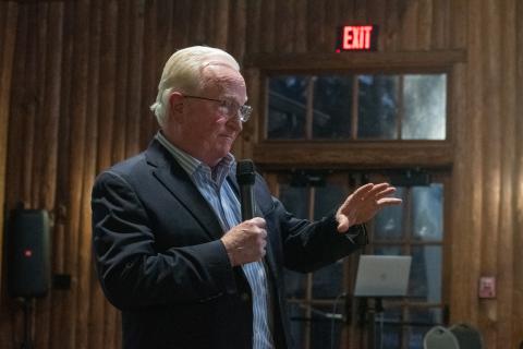 Phil Sutton of Sutton Consulting LLC was the lead presenter for information concerning House Bill 581 on Wednesday night. HANNAH CAUDELL/Staff