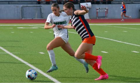 Abigail Hotard (and her easy-to-spot pink boots) is part of a senior class that has already made history for Habersham soccer. They’ll look to add to it this spring. LANG STOREY/Staff